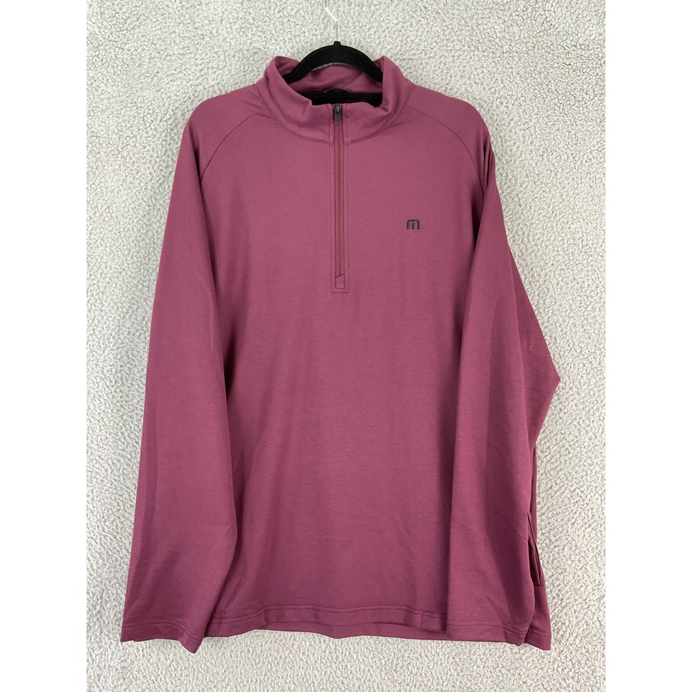 TravisMathew Quarter Zip Pullover Men XL Burgundy Stretch Golf Activewear